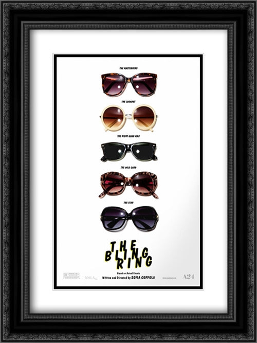 The Bling Ring 18x24 Black Ornate Wood Framed Movie Poster with Double Matting