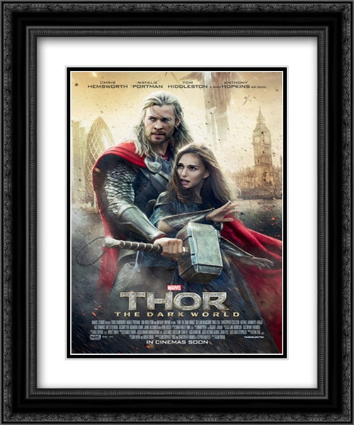 Thor: The Dark World 20x24 Black Ornate Wood Framed Movie Poster with Double Matting