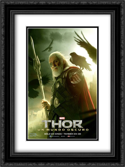 Thor: The Dark World 18x24 Black Ornate Wood Framed Movie Poster with Double Matting