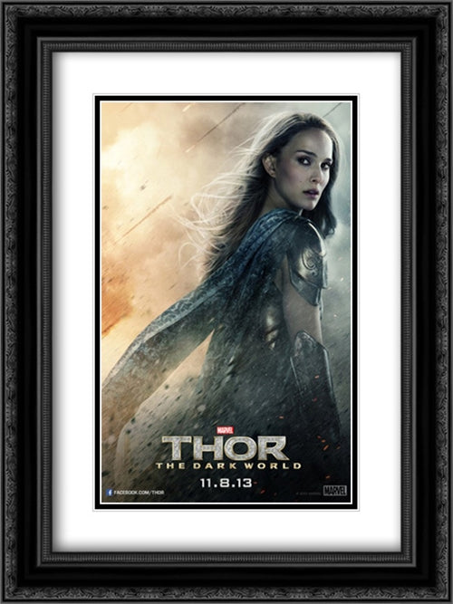 Thor: The Dark World 18x24 Black Ornate Wood Framed Movie Poster with Double Matting