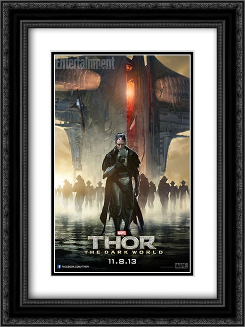 Thor: The Dark World 18x24 Black Ornate Wood Framed Movie Poster with Double Matting