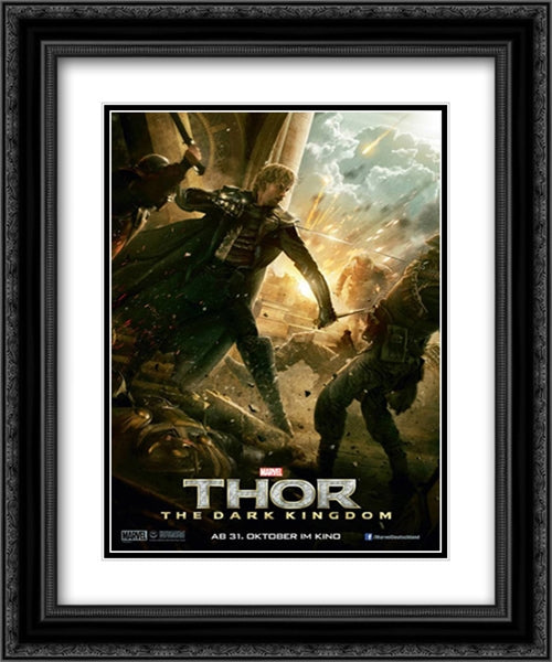 Thor: The Dark World 20x24 Black Ornate Wood Framed Movie Poster with Double Matting
