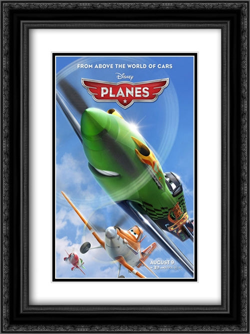 Planes 18x24 Black Ornate Wood Framed Movie Poster with Double Matting