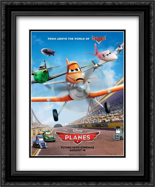Planes 20x24 Black Ornate Wood Framed Movie Poster with Double Matting