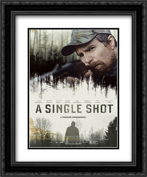 A Single Shot 20x24 Black Ornate Wood Framed Movie Poster with Double Matting