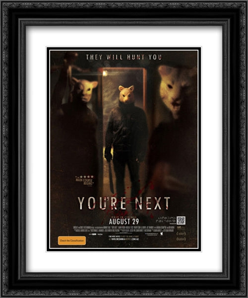 You're Next 20x24 Black Ornate Wood Framed Movie Poster with Double Matting