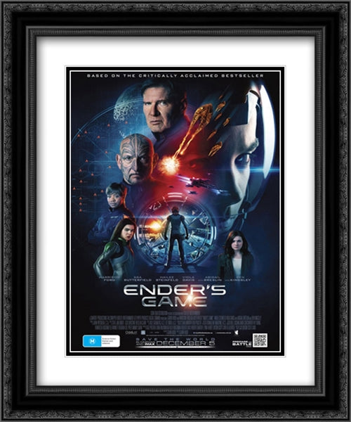 Ender's Game 20x24 Black Ornate Wood Framed Movie Poster with Double Matting