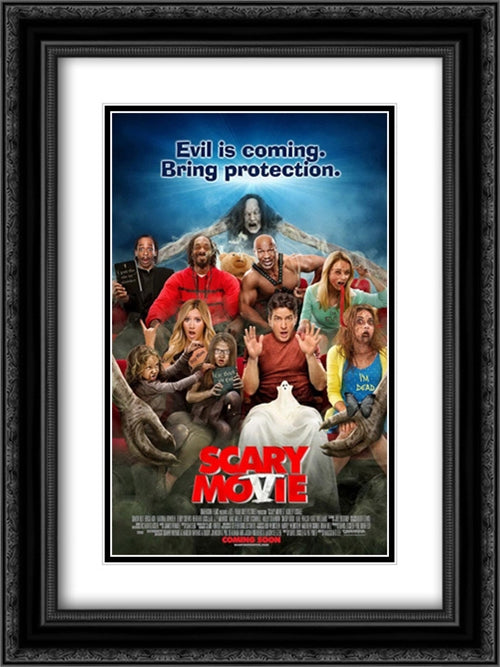 Scary Movie 5 18x24 Black Ornate Wood Framed Movie Poster with Double Matting