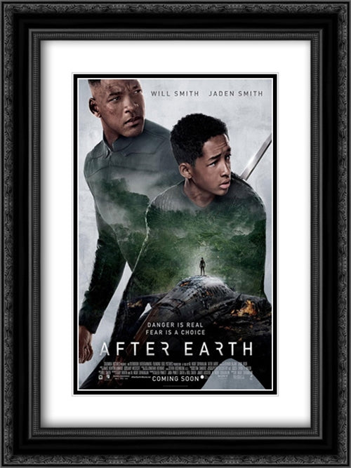 After Earth 18x24 Black Ornate Wood Framed Movie Poster with Double Matting