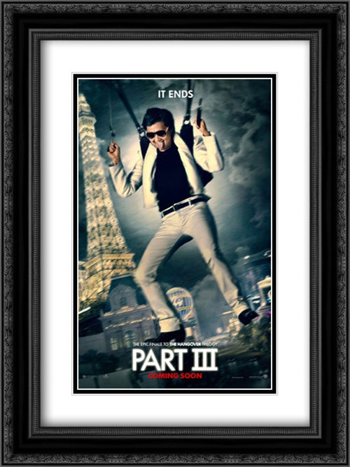 The Hangover Part III 18x24 Black Ornate Wood Framed Movie Poster with Double Matting