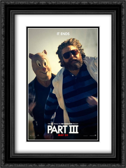 The Hangover Part III 18x24 Black Ornate Wood Framed Movie Poster with Double Matting