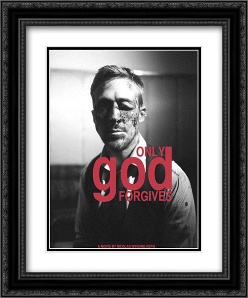 Only God Forgives 20x24 Black Ornate Wood Framed Movie Poster with Double Matting