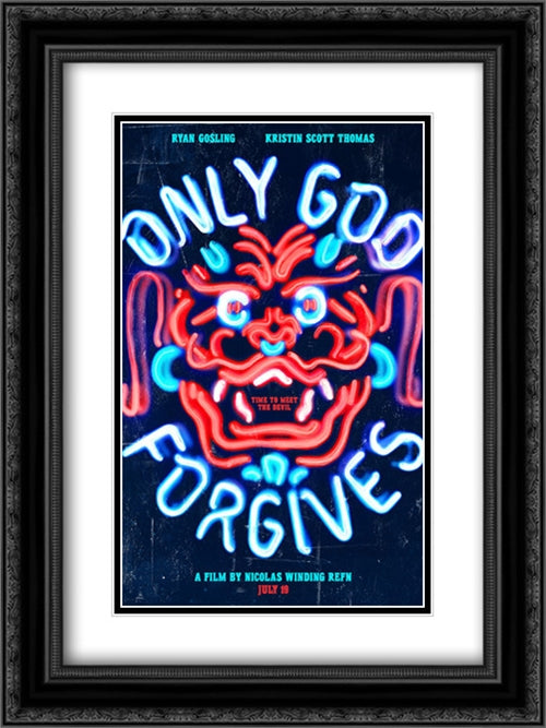 Only God Forgives 18x24 Black Ornate Wood Framed Movie Poster with Double Matting