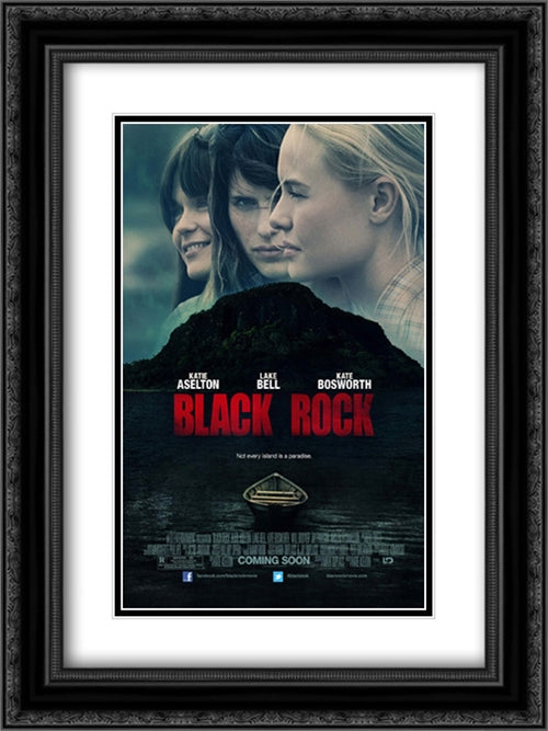Black Rock 18x24 Black Ornate Wood Framed Movie Poster with Double Matting