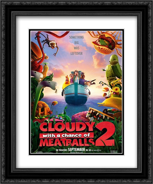 Cloudy With A Chance of Meatballs 2 20x24 Black Ornate Wood Framed Movie Poster with Double Matting