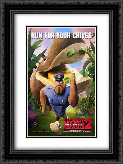 Cloudy With A Chance of Meatballs 2 18x24 Black Ornate Wood Framed Movie Poster with Double Matting