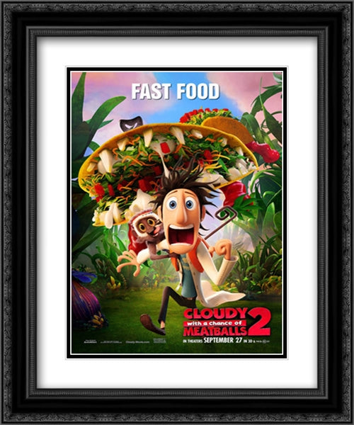 Cloudy With A Chance of Meatballs 2 20x24 Black Ornate Wood Framed Movie Poster with Double Matting