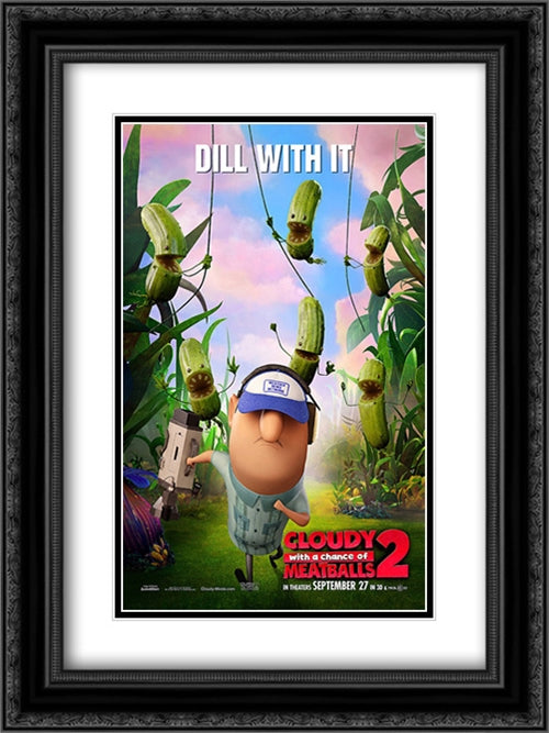 Cloudy With A Chance of Meatballs 2 18x24 Black Ornate Wood Framed Movie Poster with Double Matting