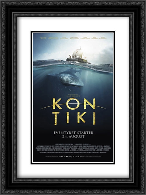 Kon-Tiki 18x24 Black Ornate Wood Framed Movie Poster with Double Matting