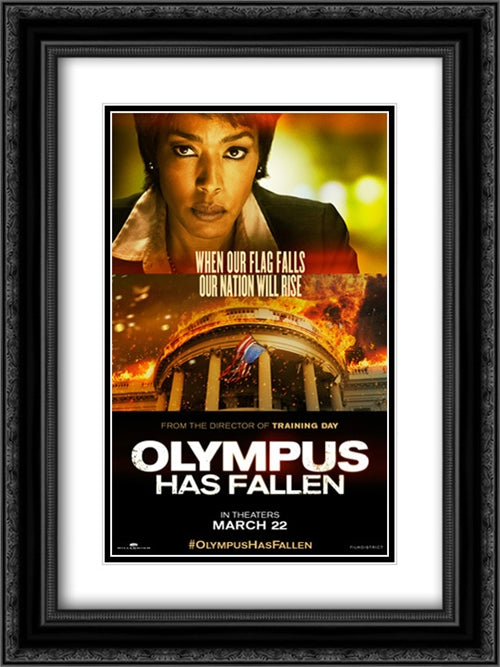 Olympus Has Fallen 18x24 Black Ornate Wood Framed Movie Poster with Double Matting