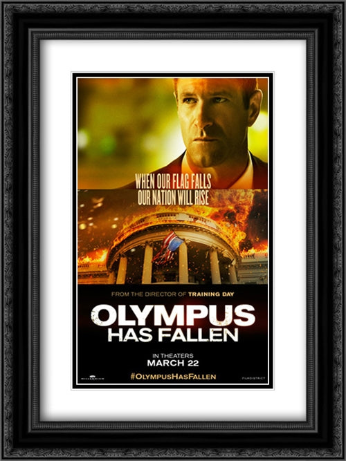 Olympus Has Fallen 18x24 Black Ornate Wood Framed Movie Poster with Double Matting