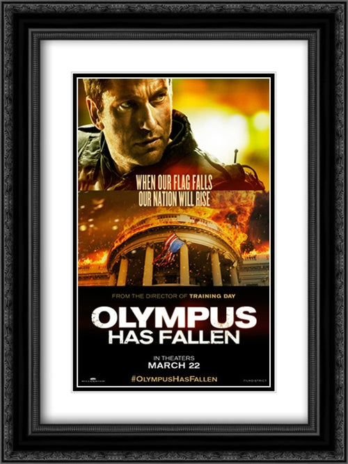Olympus Has Fallen 18x24 Black Ornate Wood Framed Movie Poster with Double Matting
