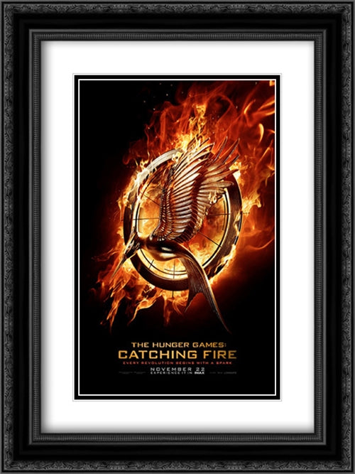 The Hunger Games: Catching Fire 18x24 Black Ornate Wood Framed Movie Poster with Double Matting