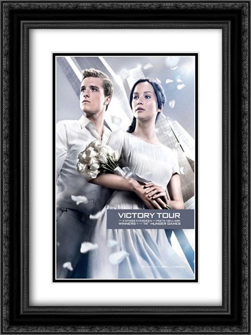 The Hunger Games: Catching Fire 18x24 Black Ornate Wood Framed Movie Poster with Double Matting