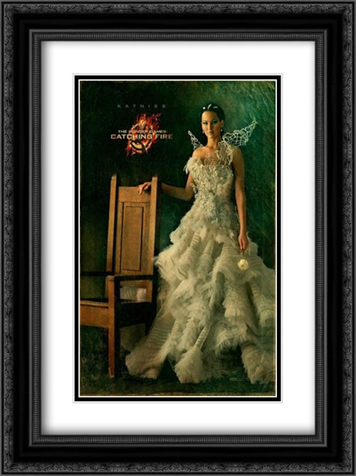 The Hunger Games: Catching Fire 18x24 Black Ornate Wood Framed Movie Poster with Double Matting