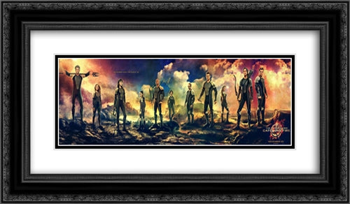 The Hunger Games: Catching Fire 24x14 Black Ornate Wood Framed Movie Poster with Double Matting