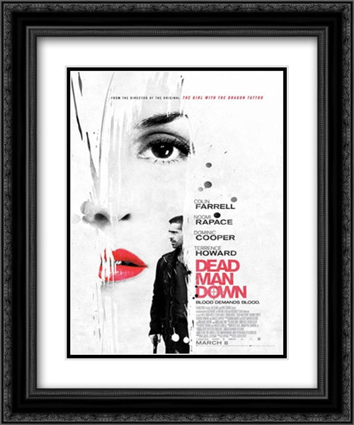Dead Man Down 20x24 Black Ornate Wood Framed Movie Poster with Double Matting