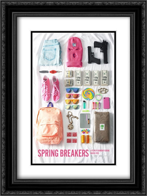 Spring Breakers 18x24 Black Ornate Wood Framed Movie Poster with Double Matting