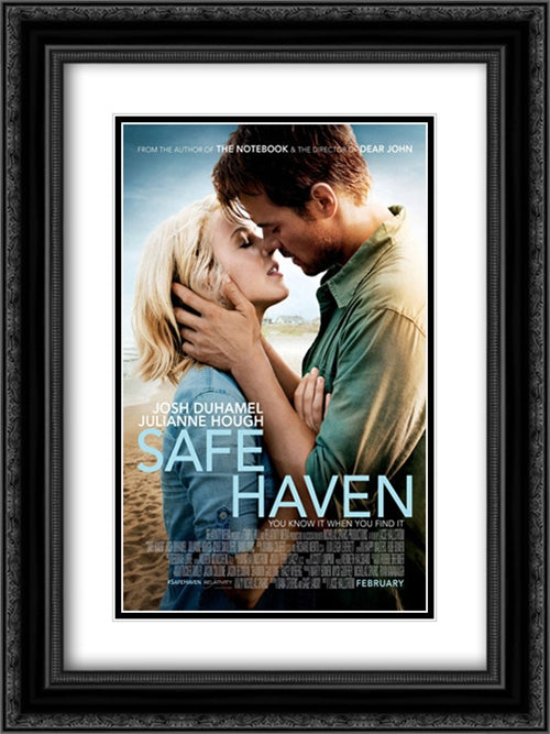Safe Haven 18x24 Black Ornate Wood Framed Movie Poster with Double Matting