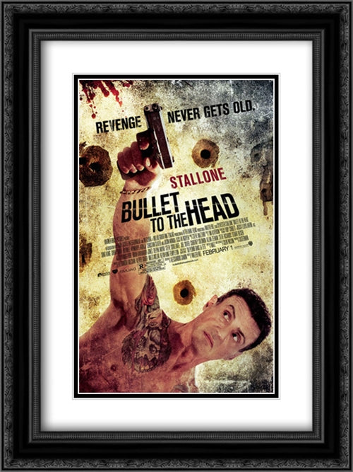 Bullet to the Head 18x24 Black Ornate Wood Framed Movie Poster with Double Matting