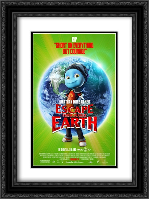 Escape from Planet Earth 18x24 Black Ornate Wood Framed Movie Poster with Double Matting