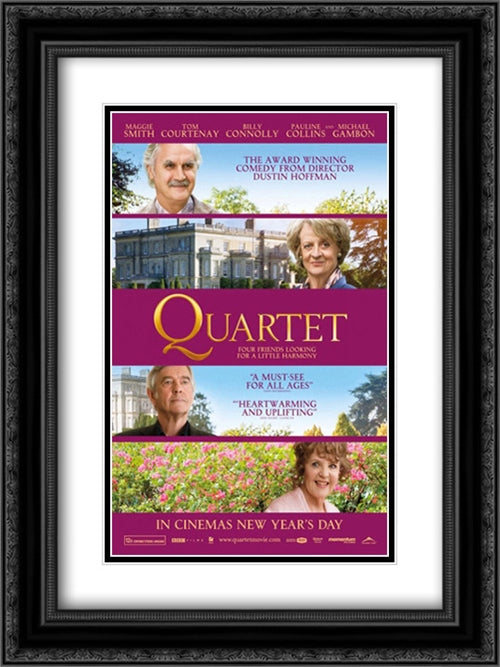 Quartet 18x24 Black Ornate Wood Framed Movie Poster with Double Matting