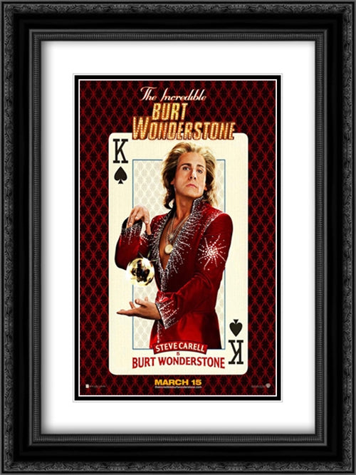 The Incredible Burt Wonderstone 18x24 Black Ornate Wood Framed Movie Poster with Double Matting