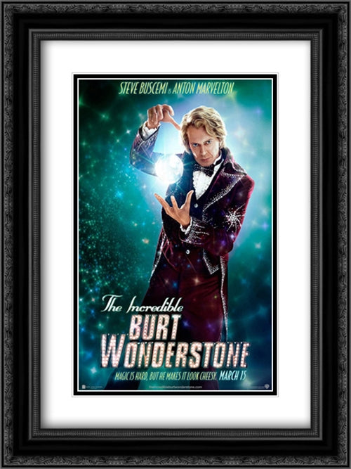 The Incredible Burt Wonderstone 18x24 Black Ornate Wood Framed Movie Poster with Double Matting