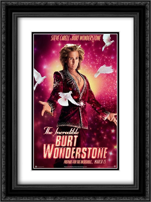 The Incredible Burt Wonderstone 18x24 Black Ornate Wood Framed Movie Poster with Double Matting