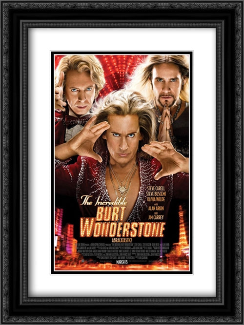 The Incredible Burt Wonderstone 18x24 Black Ornate Wood Framed Movie Poster with Double Matting