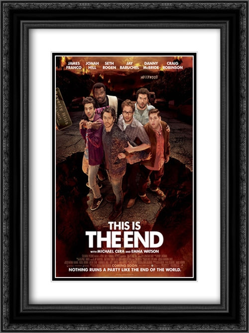 This is the End 18x24 Black Ornate Wood Framed Movie Poster with Double Matting