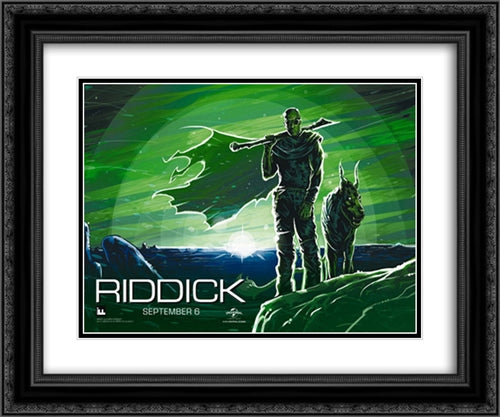 Riddick 24x20 Black Ornate Wood Framed Movie Poster with Double Matting