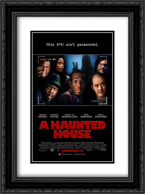 A Haunted House 18x24 Black Ornate Wood Framed Movie Poster with Double Matting