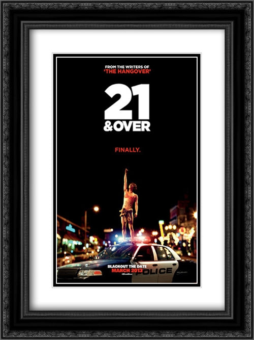 21 and Over 18x24 Black Ornate Wood Framed Movie Poster with Double Matting