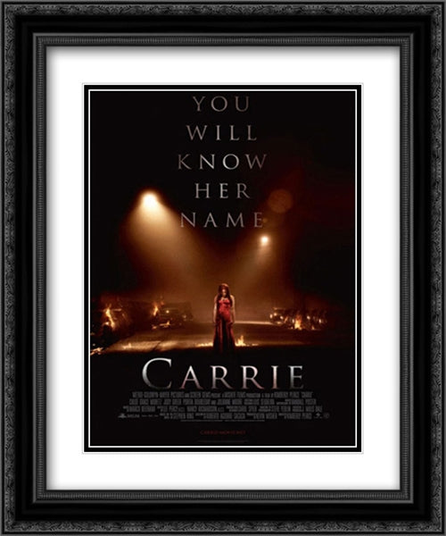 Carrie 20x24 Black Ornate Wood Framed Movie Poster with Double Matting