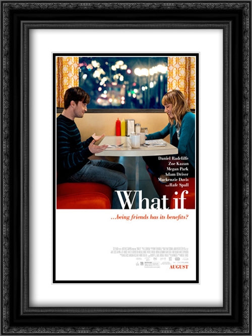 What If 18x24 Black Ornate Wood Framed Movie Poster with Double Matting