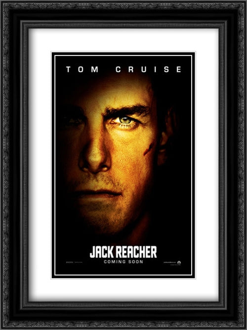 Jack Reacher 18x24 Black Ornate Wood Framed Movie Poster with Double Matting