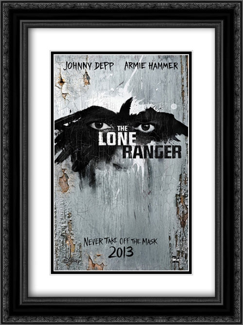 The Lone Ranger 18x24 Black Ornate Wood Framed Movie Poster with Double Matting