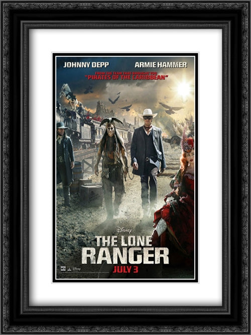 The Lone Ranger 18x24 Black Ornate Wood Framed Movie Poster with Double Matting
