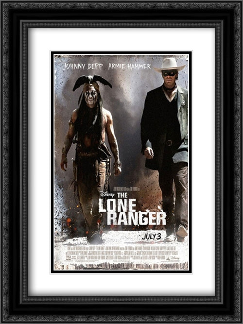 The Lone Ranger 18x24 Black Ornate Wood Framed Movie Poster with Double Matting